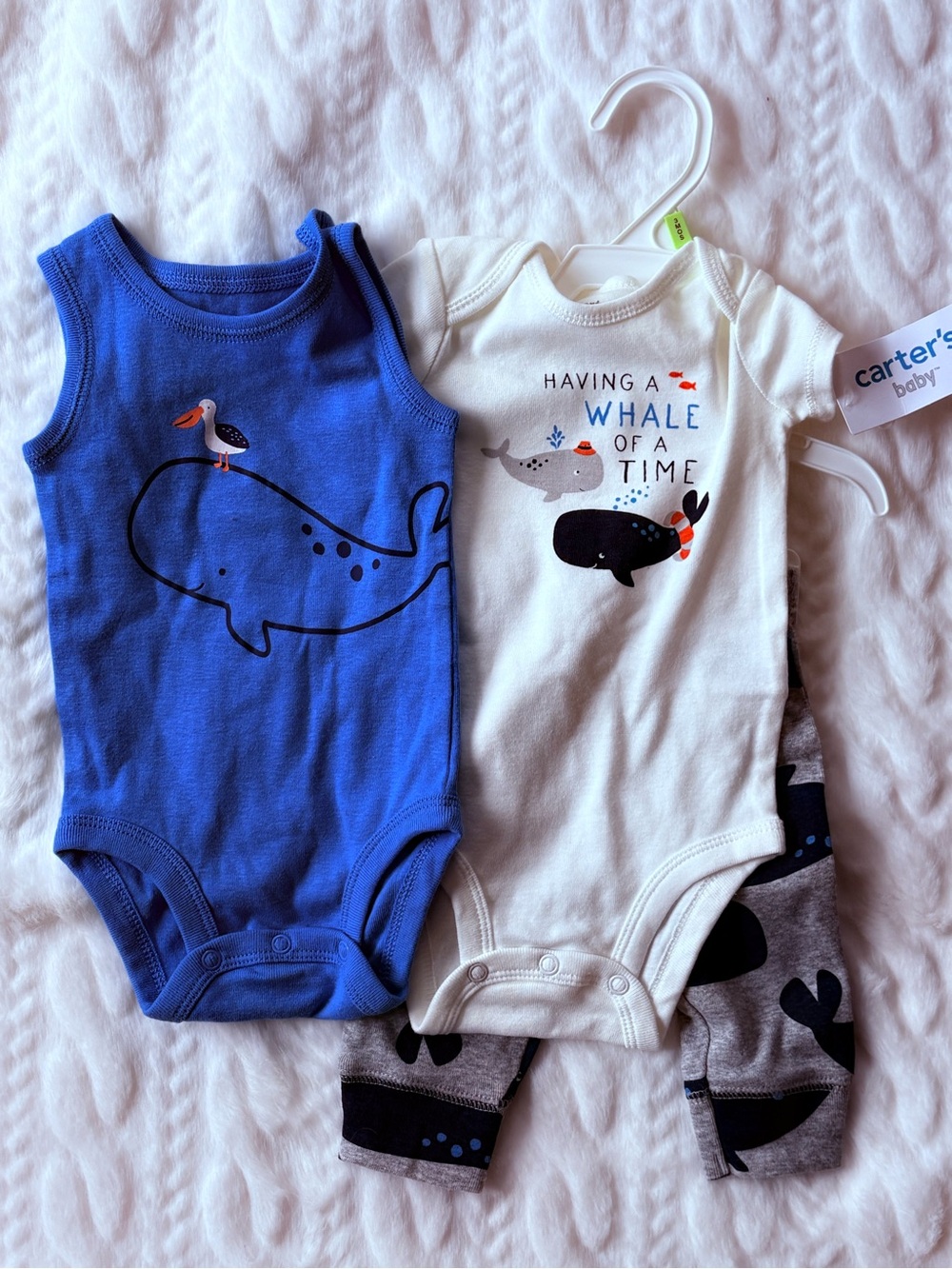 Carter's Baby Whale Print One-Piece Set - Blue & White